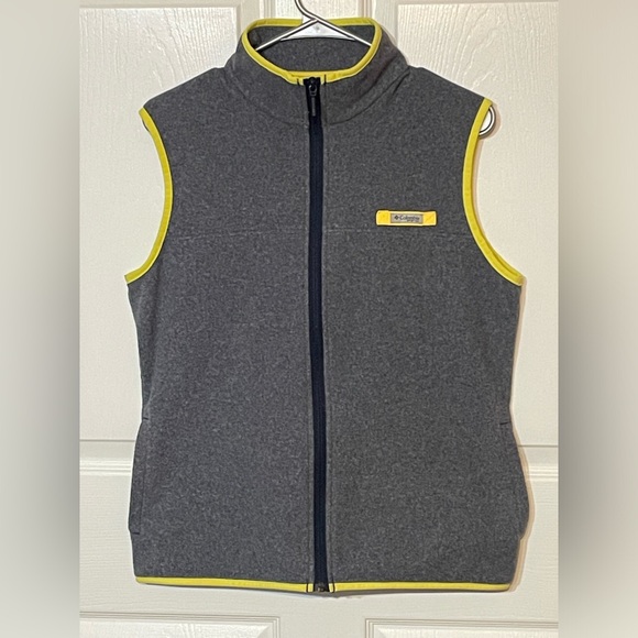 Columbia Gray and Yellow Performance Fishing Gear Full Zip Fleece Vest - Size M - Picture 5 of 11